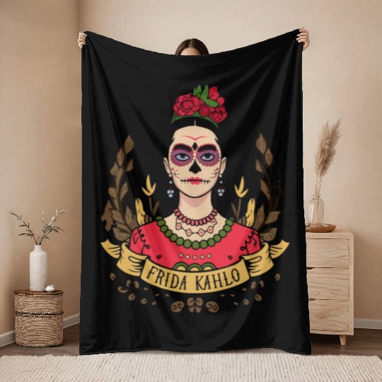 Frida Kahlo Day of the Dead Throw Blankets