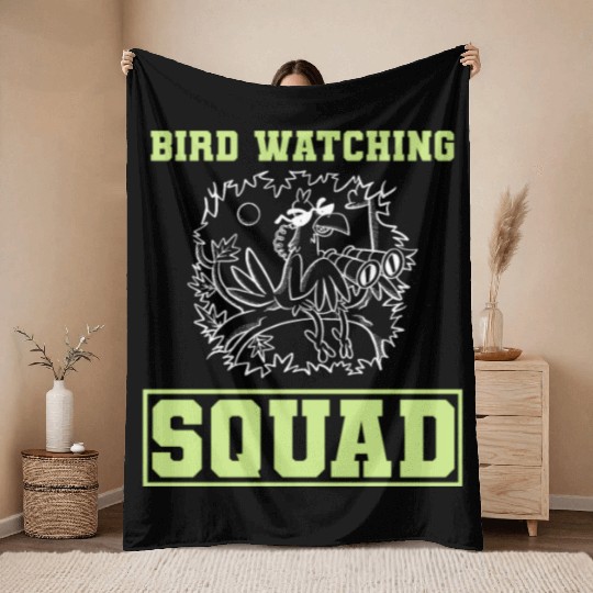 Funny Bird Watcher Ornithologist Throw Blankets