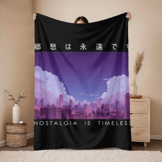 Nostalgia Is Timeless Retro Japanese Vintage Stree Throw Blankets