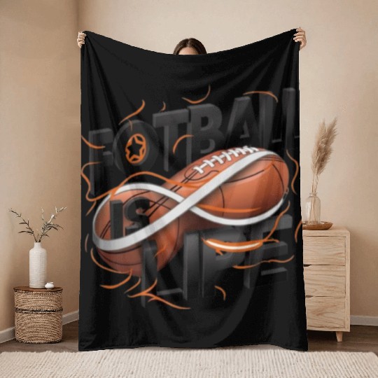 "Eternal Passion: Football is Life" Throw Blankets