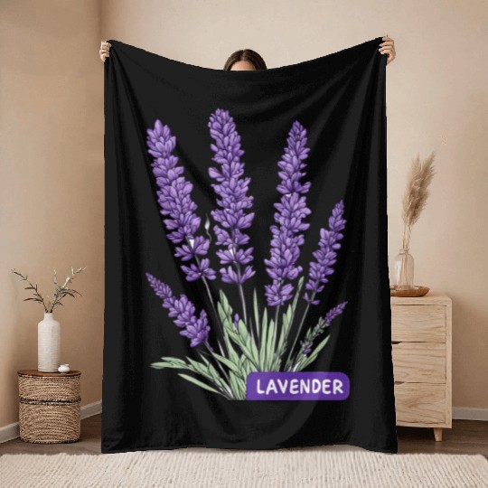 Lavender - Pot Label Throw Blankets