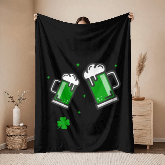 Cheers Fuckers St Patrick's Day Funny Men Beer Throw Blankets