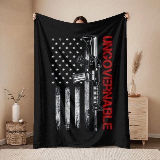 Ungovernable Become Ungovernable American USA FLag Throw Blankets