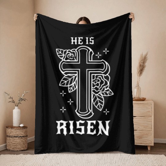 He Is Risen Easter Jesus Resurrection Christian Throw Blankets