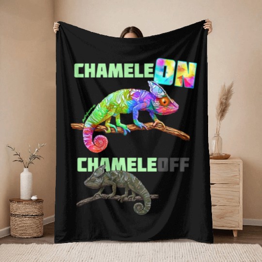 ChameleON ChameleOFF | Social Chameleon Throw Blankets