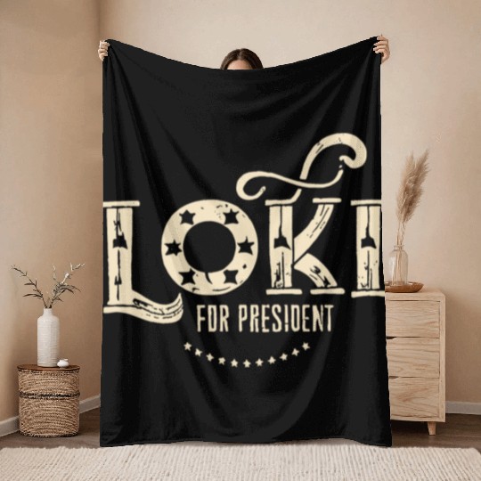 Loki For President Funny History Throw Blankets