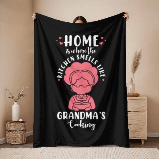 Grandma Kitchen Cooking Home Food Nostalgia Throw Blankets