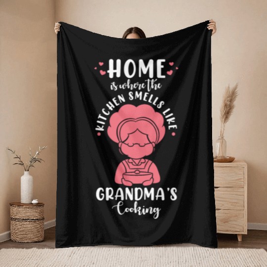 Grandma Kitchen Cooking Home Food Nostalgia Throw Blankets