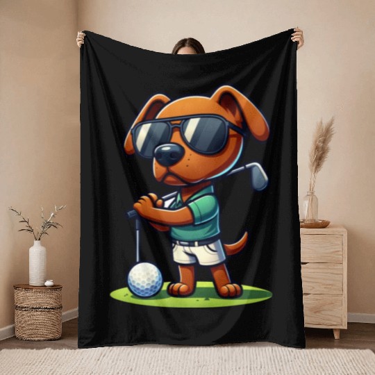 Rhodesian Ridgeback Golfer Golf Course Dog Owner Throw Blankets