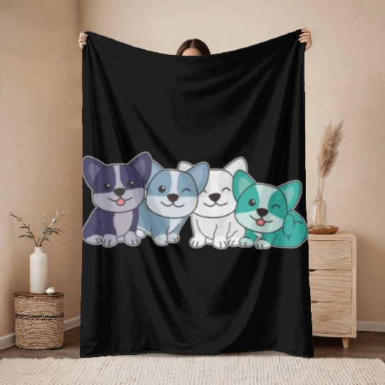 Oriented Aroace Flag Pride Lgbtq Cute Corgi Dogs Throw Blankets