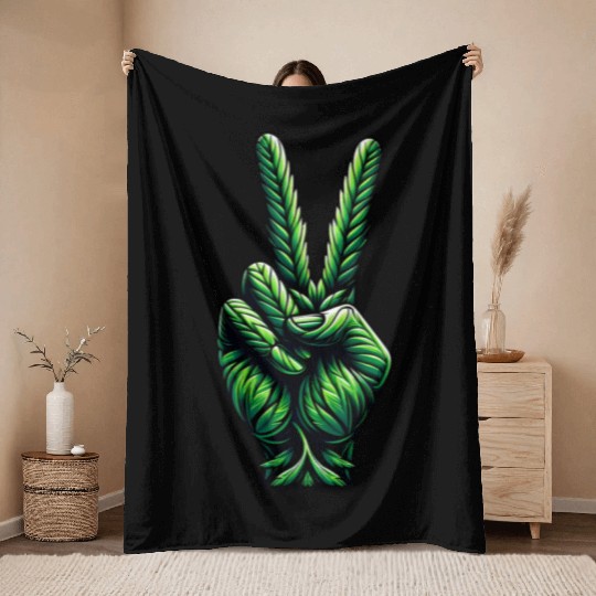 Hemp Legalization Peace Sign Throw Blankets