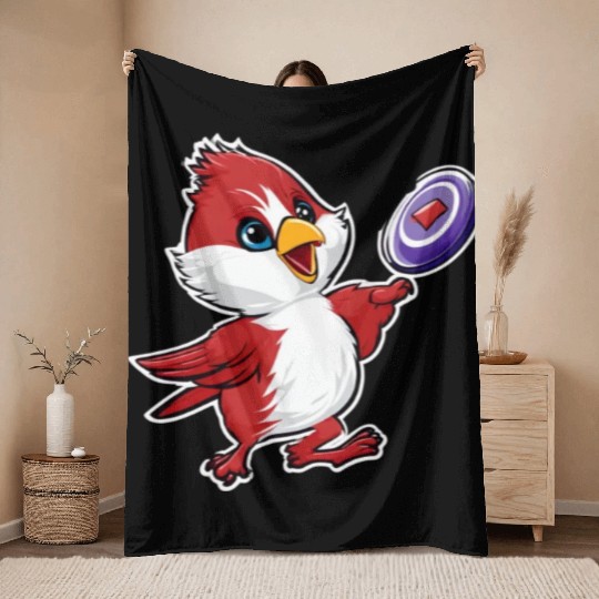 Cardinal Frisbee Fun: Vibrant Cardinal Design for Throw Blankets