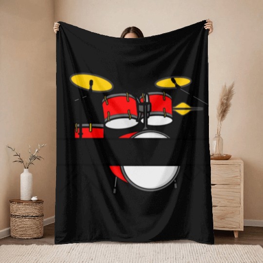 Drum kit name banner logo for drummer Throw Blankets
