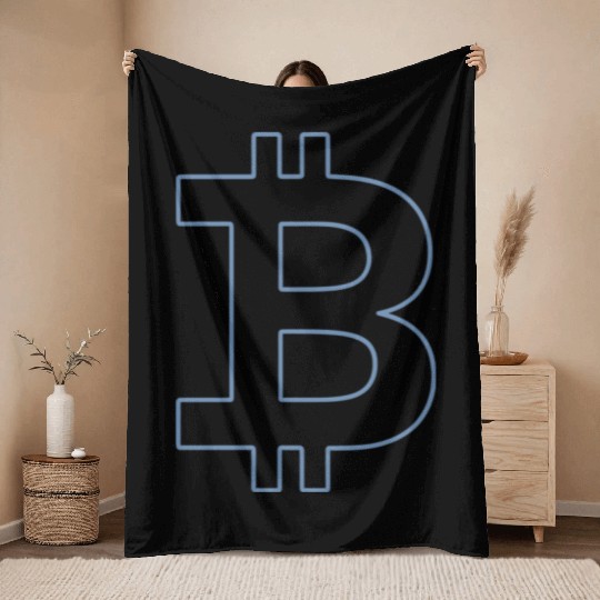Bitcoin Silhouette Pocket Currency Store Throw Blankets