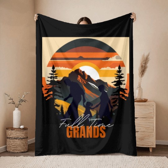Full time Grands - Funny Grandparents Throw Blankets