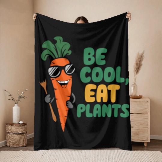 Cool Carrot In Sunglasses Throw Blankets