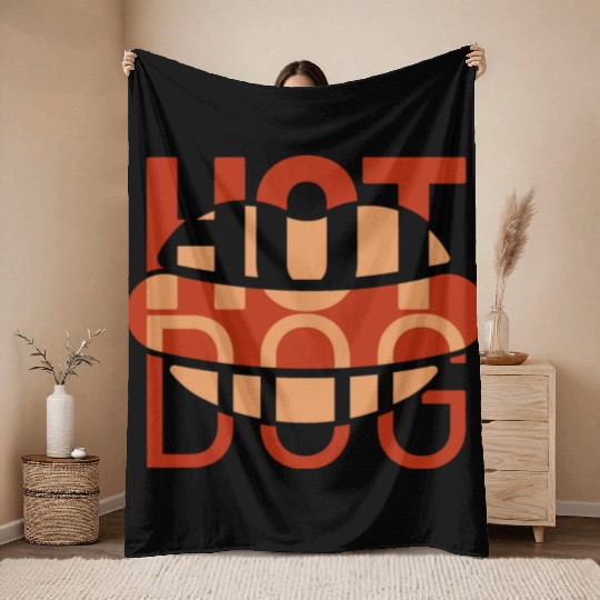hotdog grapic icon Throw Blankets