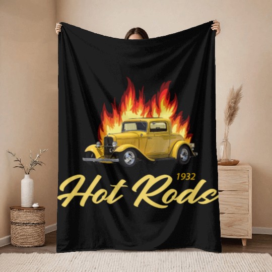 1932 VINTAGE HOT ROD CAR Throw Blankets