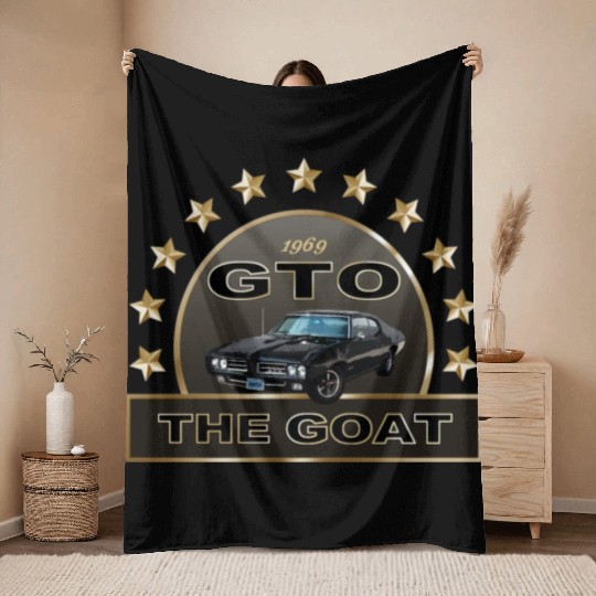 VINTAGE 1969 GTO MUSCLE CAR IS THE GOAT Throw Blankets