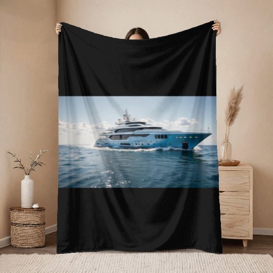 A Ship Sailing On The Blue Ocean Waters Throw Blankets