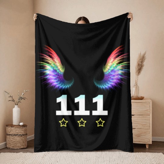 111 Angel Number pattern Throw Blankets