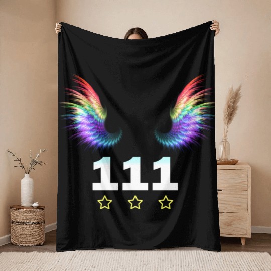 111 Angel Number pattern Throw Blankets