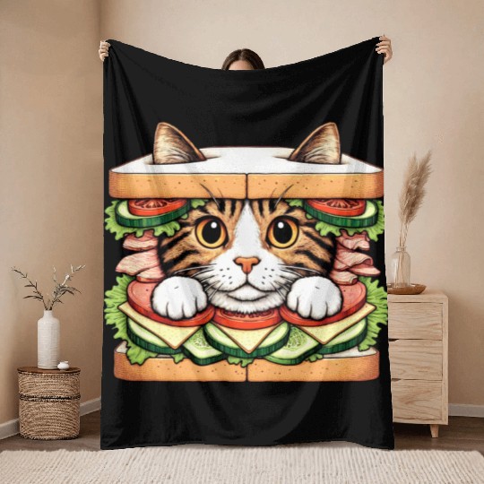 Sandwich Kitty Throw Blankets