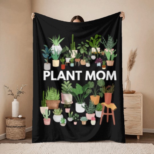 Plant Mom Throw Blankets