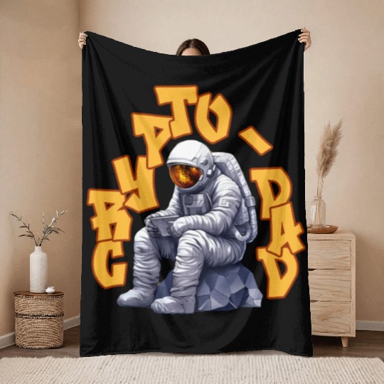 Crypto Dad Father's Day Funny Cryptocurrency Trade Throw Blankets