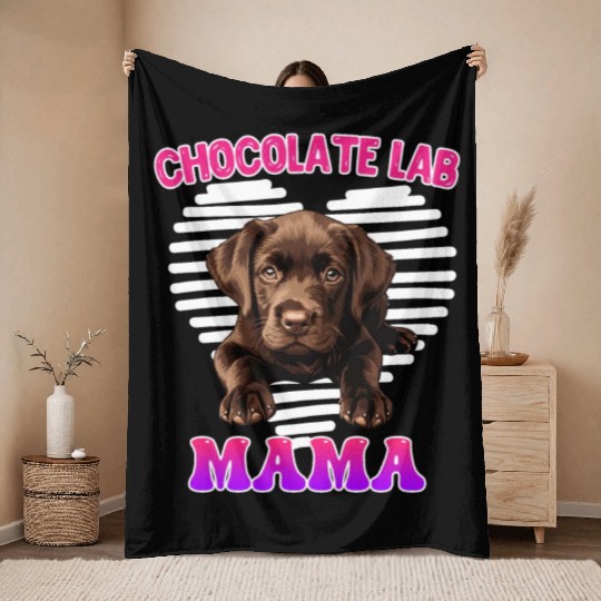 Labrador Retriever CHOCOLATE LAB MOM Labrador Throw Blankets