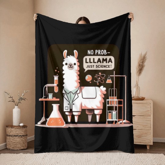 No Prob-llama, Just Science! Llama in a Lab Coat Throw Blankets