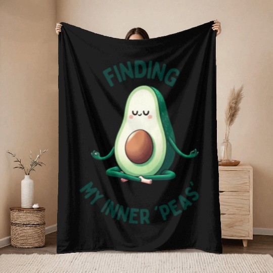 Avocado Yoga - Finding My Inner 'Peas' Throw Blankets