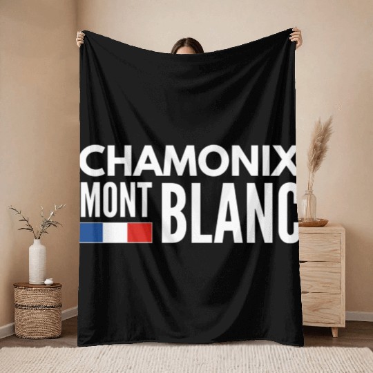 Mont blanc chamonix french alps Alien on snowboard Throw Blankets