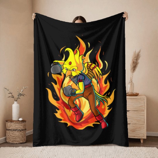 The Boxing Bird of Paradise Throw Blankets