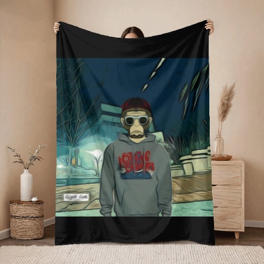 Gangsta Gorilla-Primate Jonez Gorilla Wear Throw Blankets
