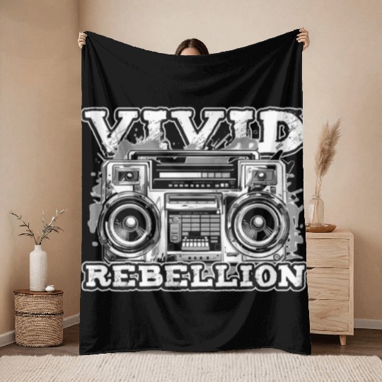 Funny Graffiti Boombox 80s 90s Hip Hop Breakdance Throw Blankets
