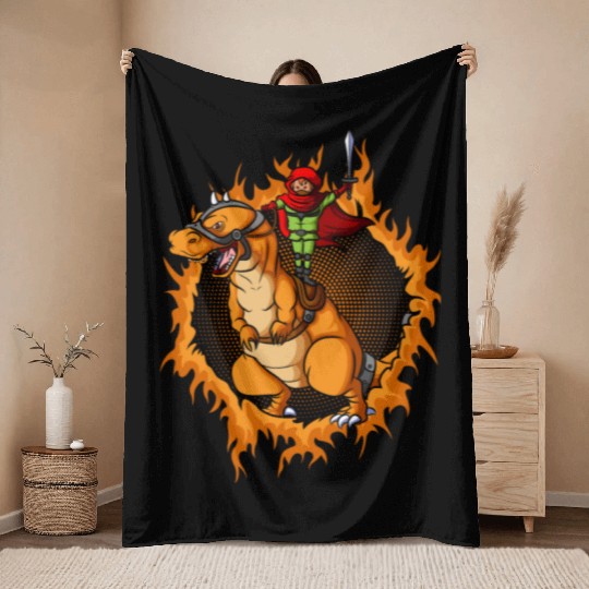 The Assassin With Tyrannosaurus Rex Throw Blankets