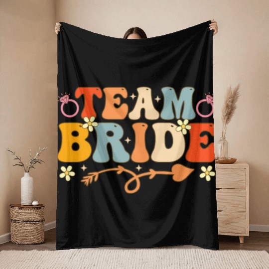 Team Bride Groovy Bridal Party Bachelorette Party Throw Blankets