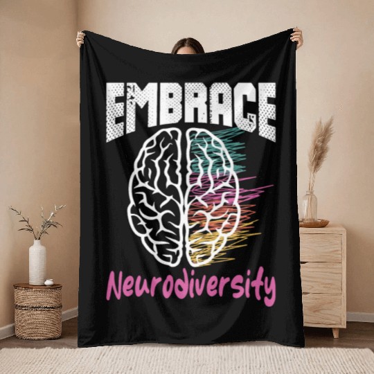 embrace neurodiversity - Embrace ADHD Autism ASD Throw Blankets