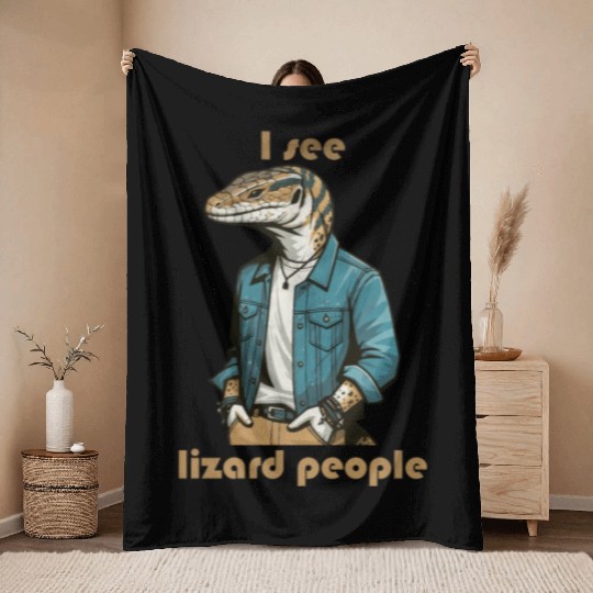 I see lizard people Throw Blankets
