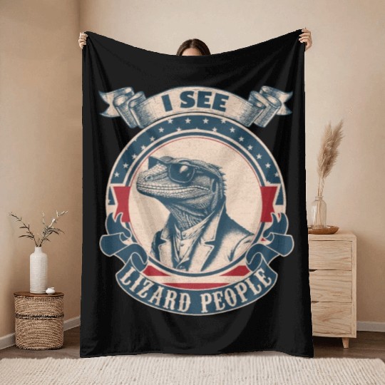 I see lizard people vintage Throw Blankets