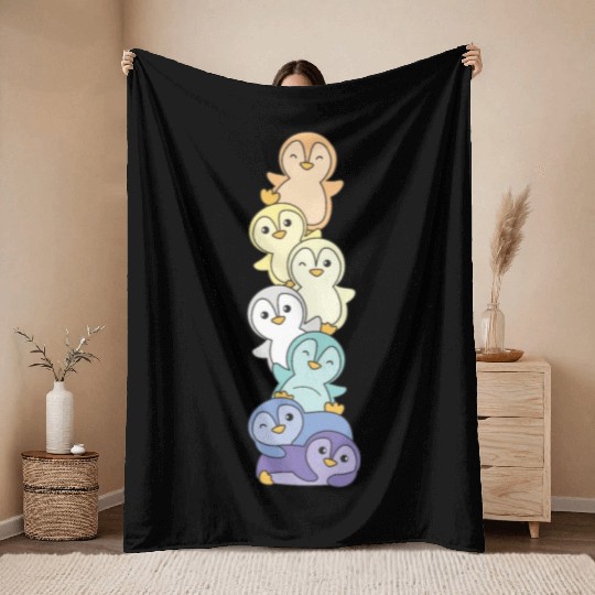 Genderfaun Flag Pride Lgbtq Cute Penguin Throw Blankets