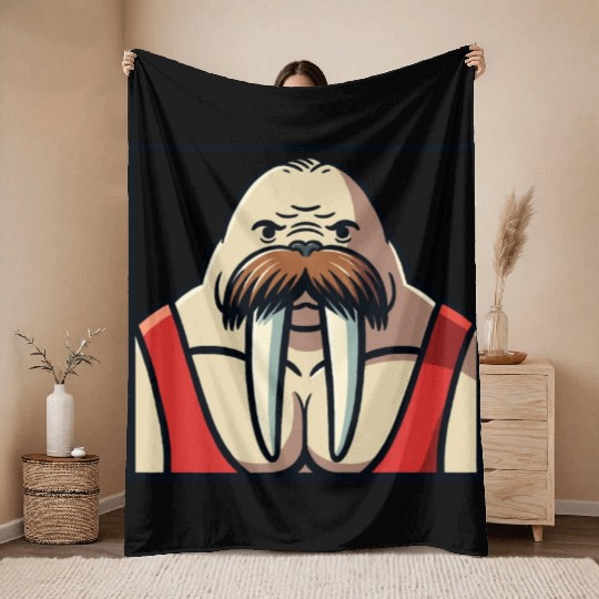 Walrus Wrestler Throw Blankets