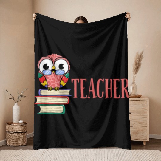Best Teacher Ever Owl Books Teaching Throw Blankets