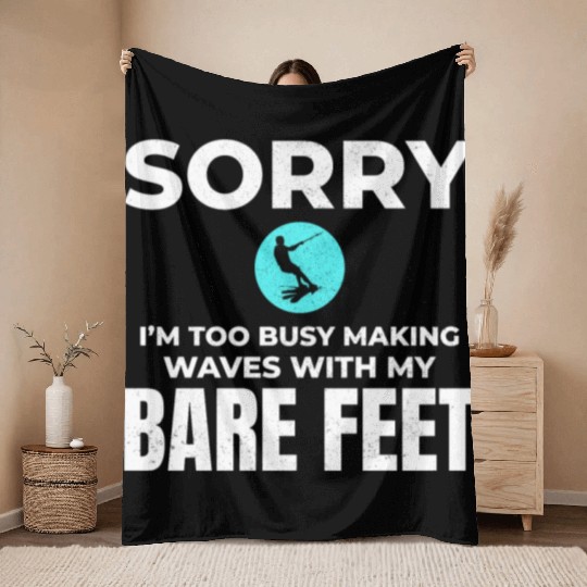 Barefoot Water Skiing Extreme Sports Barefooting Throw Blankets