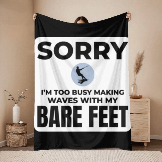 Barefoot Water Skiing Extreme Sports Barefooting Throw Blankets