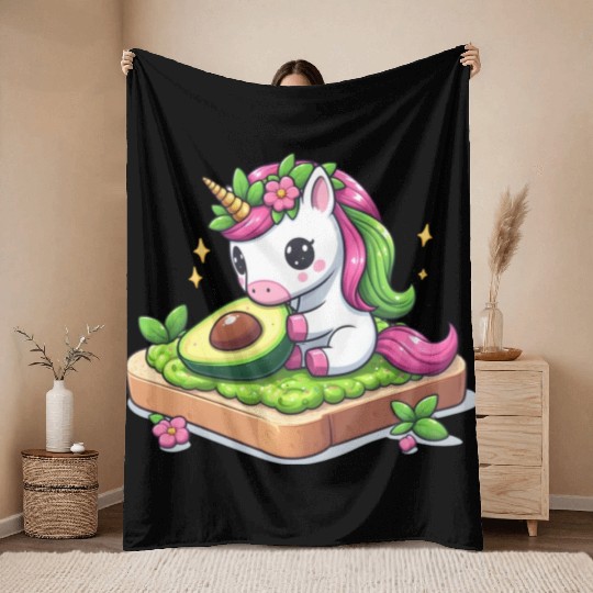 Unicorn's Avocado Toast Throw Blankets
