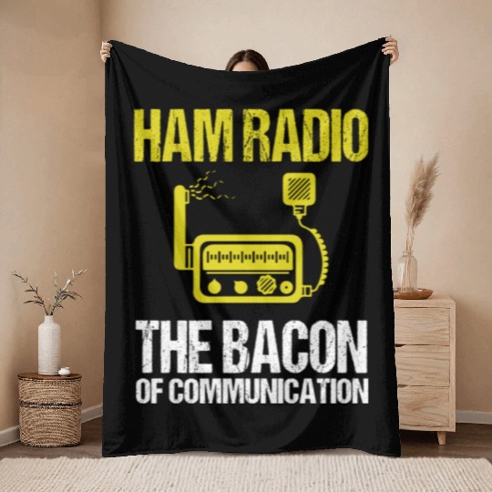 Ham Radio Bacon Amateur Radio Throw Blankets
