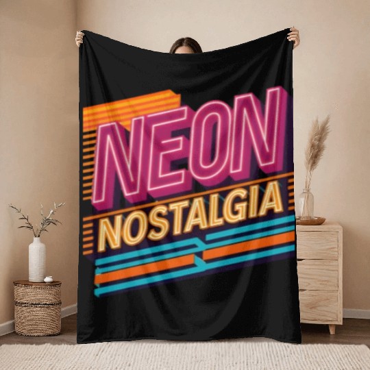Neon Nostalgia: Pay homage to the retro neon aesth Throw Blankets