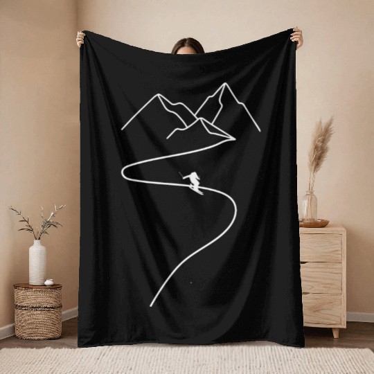 Skiing Mountains Winter sports Nature Throw Blankets